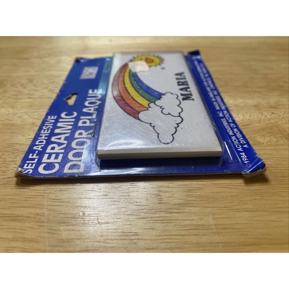 VINTAGE/RETRO MARIA RAINBOW&SUN NEW DEAD STOCK CERAMIC DOOR NAME PLAQUE 1984!! - Picture 6 of 12